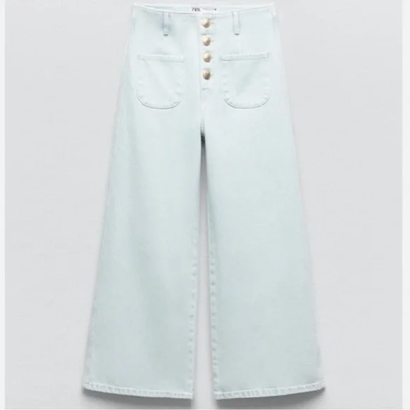 Zara wide leg jeans with gold buttons - Picture 3 of 9